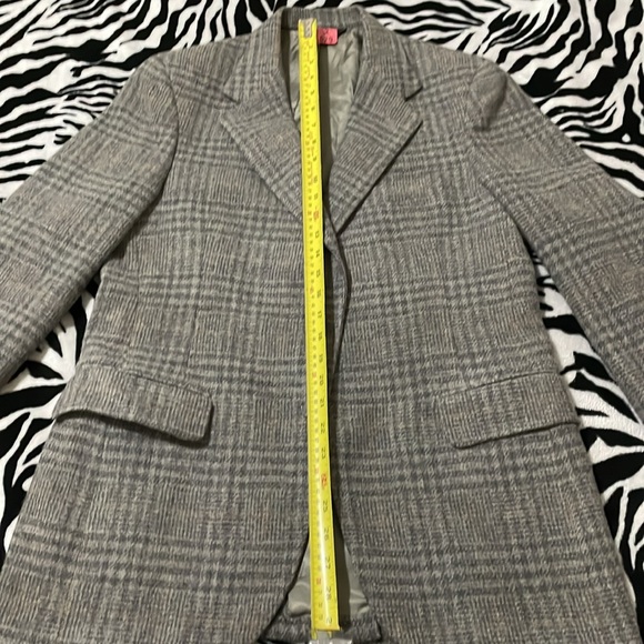 Egon von furstenberg for men vintage plaid grey men’s suit jacket tweed blazer - Picture 11 of 15